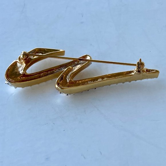 Napier Gold Tone Rhinestone Zig Zag Pin - Picture 4 of 5